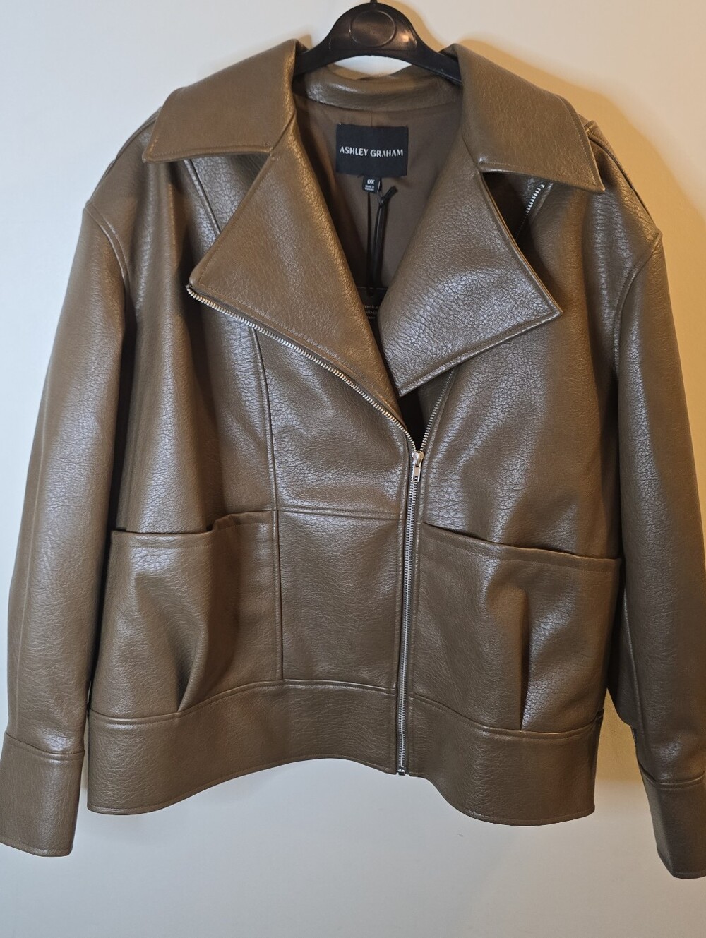 Ashley Graham Brown Biker Jacket 0x
